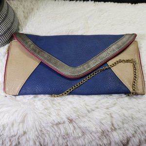 STEVE MADDEN Women's Blue, Gray, Tan, Silver Multi-Texture Color block Purse